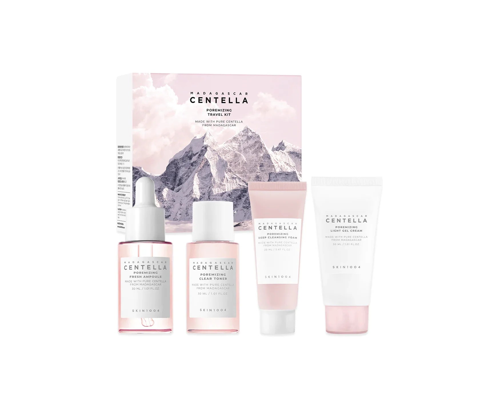 Madagascar Centella Poremizing Travel Kit (Limpiador, Tónico, Suero, Hidratante)
